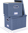 2 Pack File Storage Organizer, Document Organizer, Portable File Box with Lid, Fit for Letter/Legal File Folder Storage,Blue-Box only