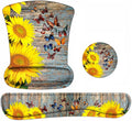 Keyboard Wrist Rest and Mouse Pad Wrist Support Set with Coasters, Non-Slip PU Base Ergonomic Gaming Mousepad for Computer Laptop Home Office Easy Typing & Pain Relief - Sunflower and Butterfly