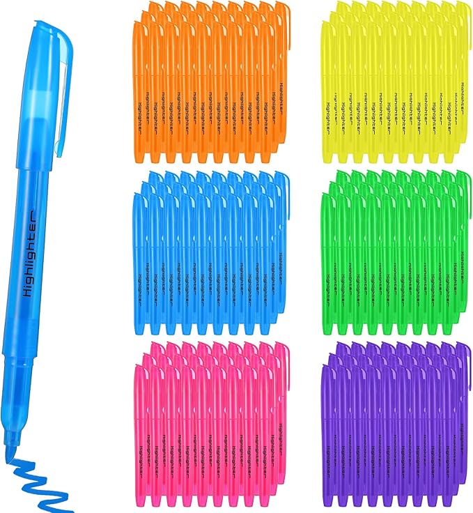 AojSup 150 Pcs Highlighters Bulk Pack, Assorted Colors, Chisel Tip, Highlighters Assorted Colors Bulk Suitable for Adults Highlighting Planner Notes, Office School Supplies