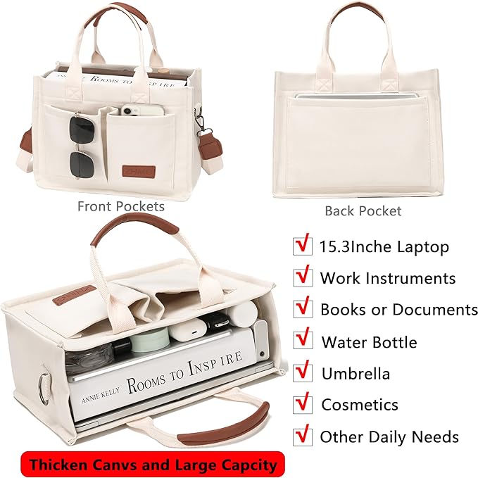 Canvas Tote Bag for Women,Women's Bags Crossbody Bags Work Laptop Tote Bag Large Handbags Purse for Travel Nurse Teacher