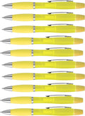 DISCOUNT PROMOS 10 Two in one Highlighter Pens Pack - Ballpoint, Silver Accents - Yellow