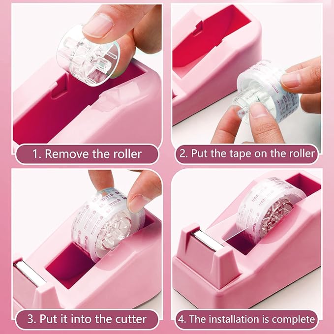 Pink Office Supplies, Pink Desk Accessories, Stapler, Staple Remover, Tape Holder, Pen Holder, Ballpoint Pen, Scissor, Binder Clips, Paper Clips and 1000pcs Staples.