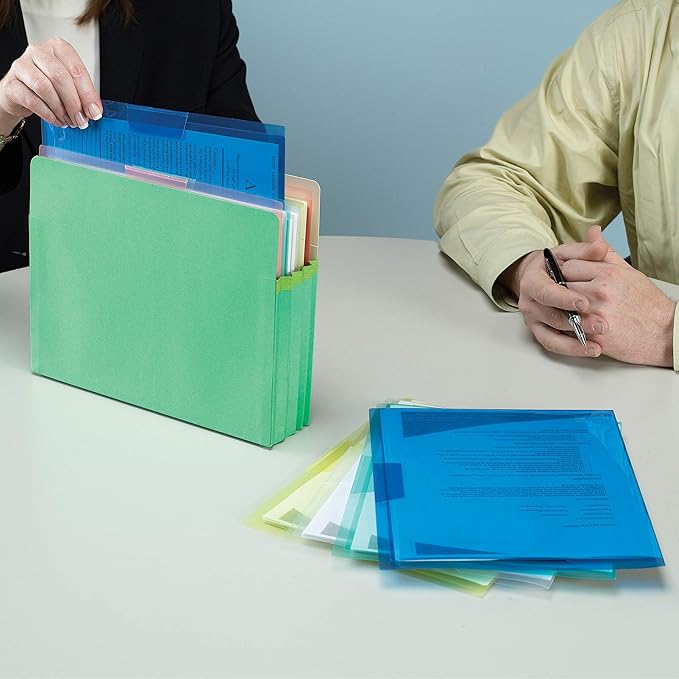 Smead Organized Up Poly Translucent Project Jacket, Letter Size, Assorted Colors, 10 per Pack (85752)