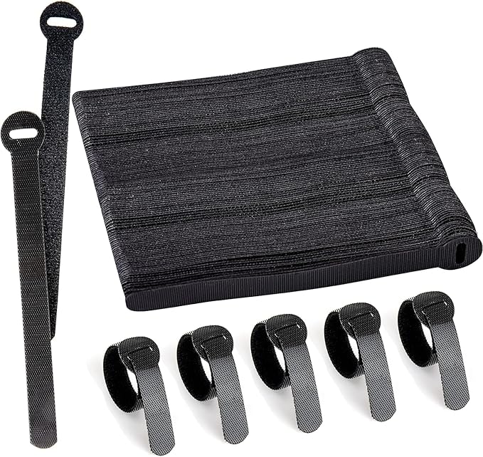 120 x Reusable Cable Ties Black, Adjustable Releasable Hook and Loop Cable Straps for PC Cable Management, Organizing Cords, TV, Desk