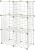 Amazon Basics 6 Cube Wire Grid Stackable Storage Shelves, 12.6 x 26 x 38 inches, White