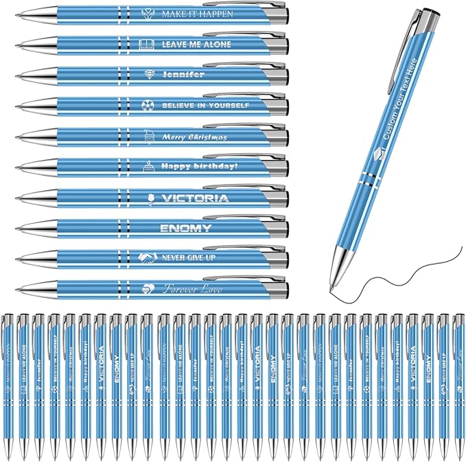 50 Pack Personalized Pens with Logo Text Name Custom Pens in Bulk Black Ballpoint Pens, Gift for Birthday Wedding Christmas Office College Business Promotion