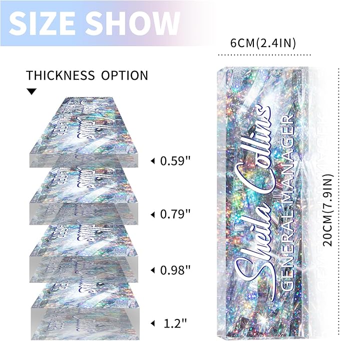 Custom Name Plate for Desk, Employee Appreciation Gifts, Office Decor, Acrylic Personalized Desk Accessories, Funny Gifts for Coworkers Boss Teacher (Silver Glitter)