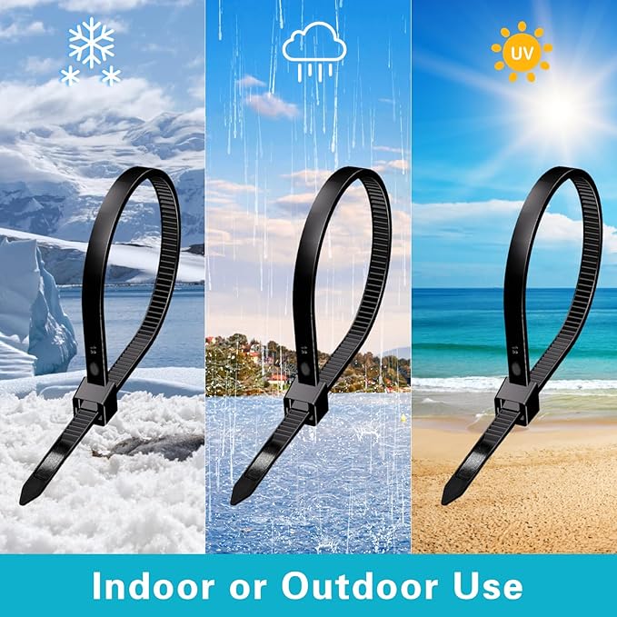 500 Pack Zip Ties, 8 inch Heavy Duty Zip Ties For Outdoor Use With 120 Pounds Tensile Strength, Black Cable Ties for Multi-Purpose Use, Self-Locking UV Resistant Nylon