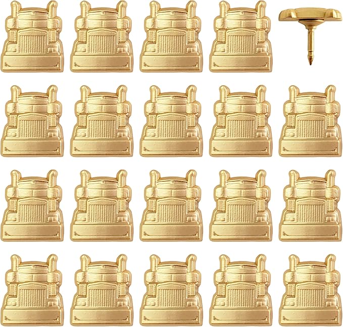 Semi-Truck Push Pins - for Cork Board, Maps, or Lapel Pin Use - Designed in USA - Gold Metal Semi-Truck Pins - Set of 20