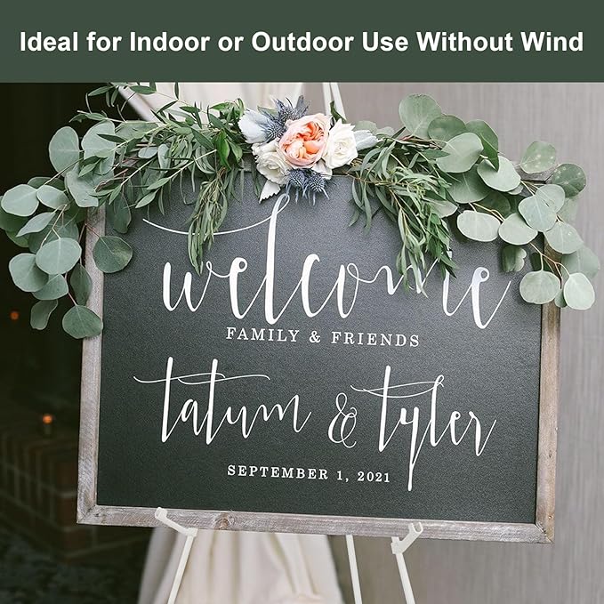 DANMO Easel Stand for Wedding Sign Poster 63'' Instant Display Easel for Floor Adjustable Metal Art Easel White 2 Pack