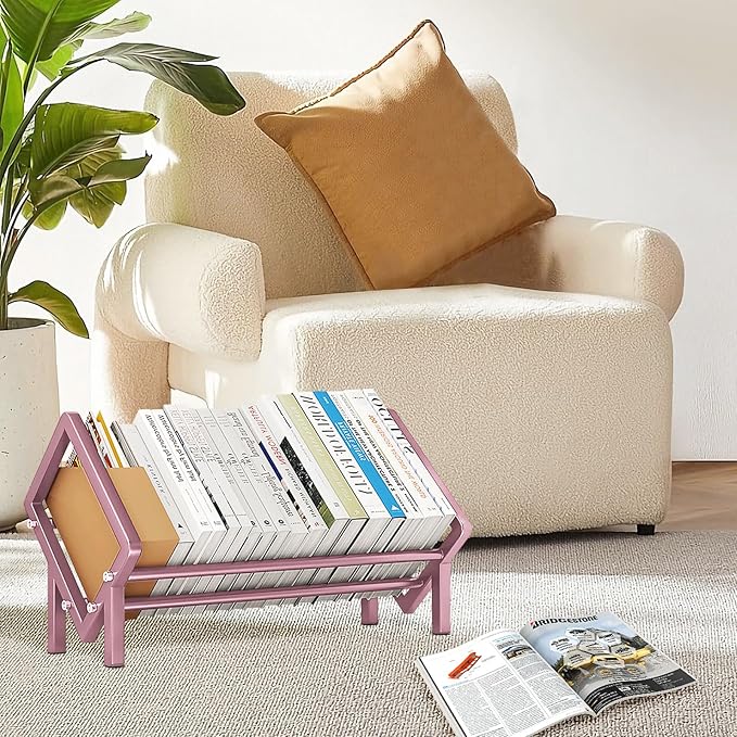 ENCIMART Desktop Bookshelf Organizer, Tabletop Book Shelf Organizer Bookshelves Storage Rack for CDs/Magazine/Books Display, Tilting Bookcase Desk Shelf for Top of Desk in Living Room, Home, Office