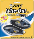 BIC Wite-Out Brand EZ Correct Grip Correction Tape, 19.8 Feet, 2-Count Pack of White Correction Tape, Fast, Clean and Easy to Use Tear-Resistant Tape Office or School Supplies