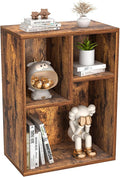 VECELO 3-Cube Small Bookshelf, Modern Bookcases with Shelves Height Up to 12.8 Inches, Suit for Common Size Textbook, Vertical or Horizontal, Cubby Storage Organizer,Rustic Brown