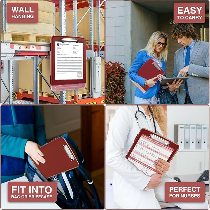 Sooez Clipboard, High Capacity Nursing Clip Board 8.5 x 11 with Pen Holder & Low Profile Clip, Teacher Must Haves School Office Supplies,Letter Size/ A4