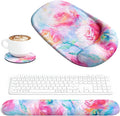Ospelelf Wrist Rest for Keyboard and Mouse Ergonomic Mouse Pad with Wrist Support Memory Foam Wrist Rest for Computer Keyboard,3-in-1 Gel Mouse and Keyboard Pad for Office Colorful Rose