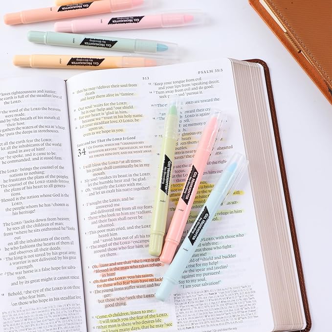 FUNFULL Bible Highlighters and Pens No Bleed Through, 16 Pack Assorted Colors Pastel&Earthy Gel Highlighters, Bible Markers Study Kit Journaling School Supplies with Wax texture（Soft Colors）