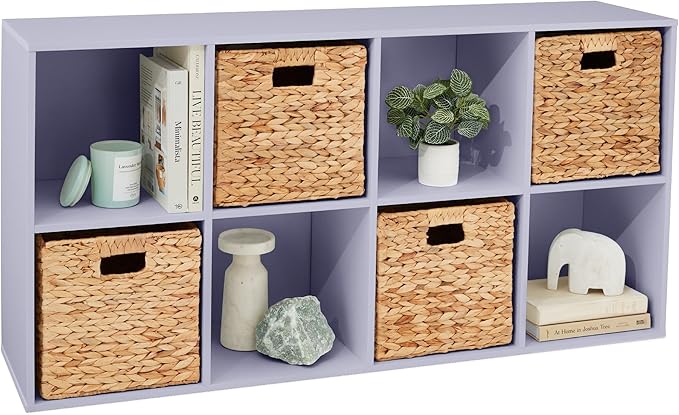 Best Choice Products Kids Bookcase 8-Cube Storage Organizer, 13.5in Shelf Opening, Bookshelf, Toy Storage, Customizable w/ 3 Removable Back Panels – Lavender