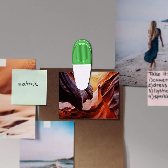 10 Magnetic Memo Holders Set - Large Clip, Plastic - White Green