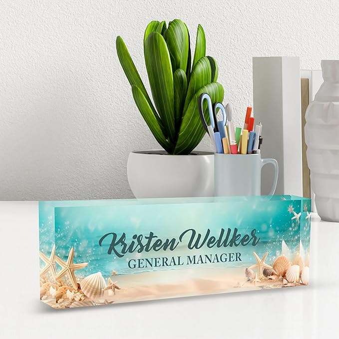 Desk Name Plate Personalized, Name Plate for Desk, Custom Office Desk Decor Office Gifts for Women Men, Acrylic Desk Accessories Employee Appreciation Gifts for Boss, Manager, Teacher, Nurse