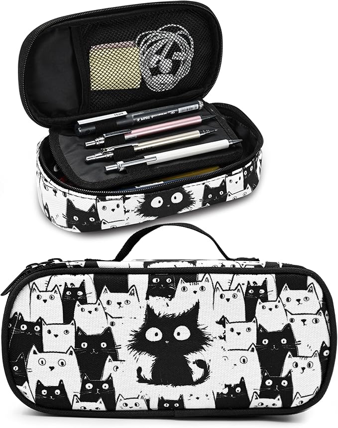 Cat Pencil Case Pencil Pouch Large Capacity Pen Bag School Office Organizer Stationery Storage Box For Girls Boys Teen Kids