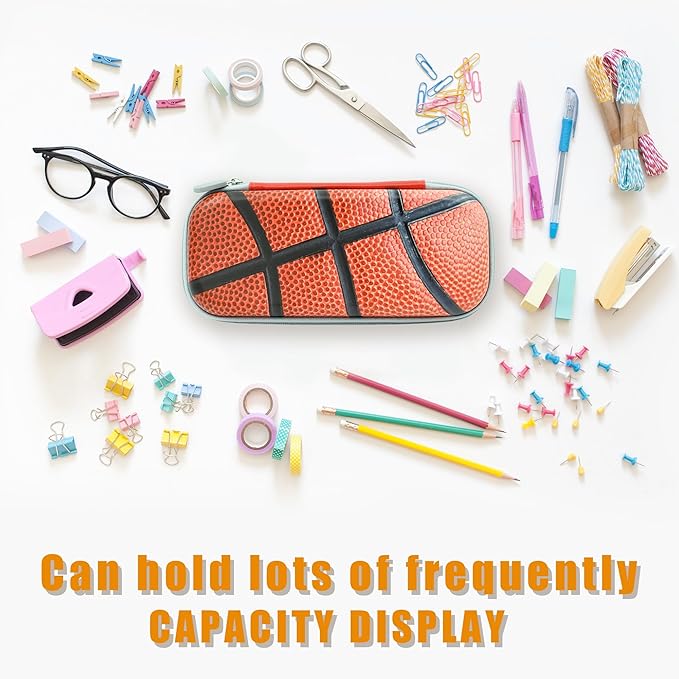 Basketball Pencil Box Zip Pencil Case for Boys Girls School Organizer Pencil Bag Large Capacity Pencil Pouch