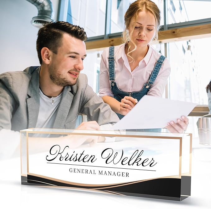 Acrylic Personalized Name Plate - Desk Decor for Women & Men, Office Gifts for Boss, Manager, Teacher, Nurse