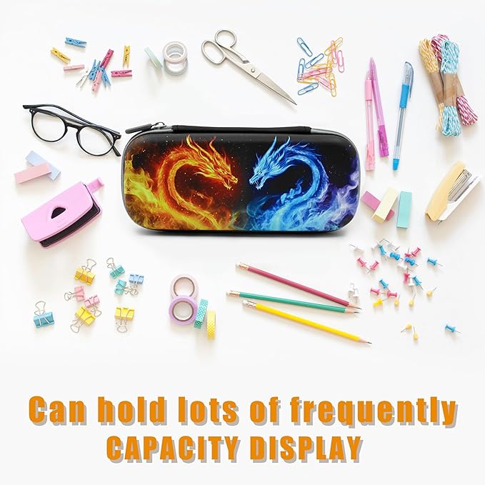 Dragon Pencil Case Zip Pencil Box Multi Pouch Holder Desk Organizer For Boys Girls School Office