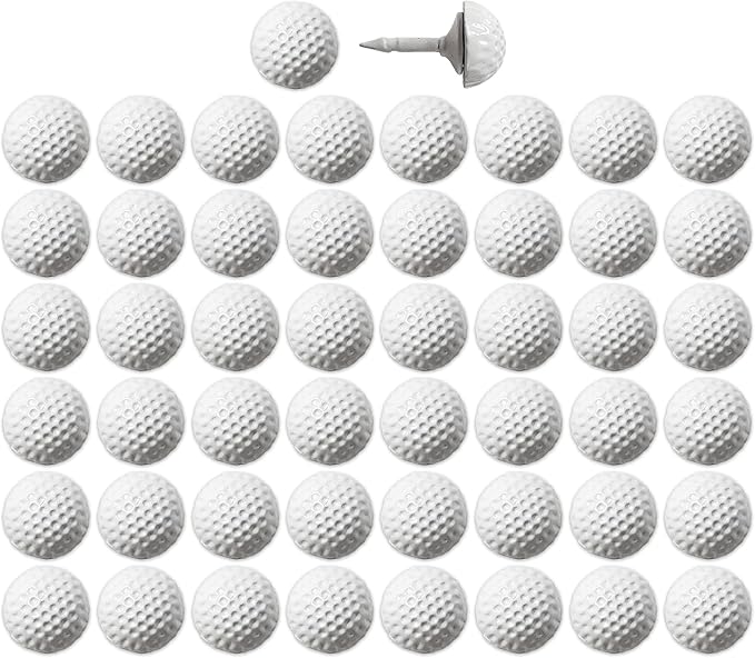Golf Ball Push Pins for Cork Boards and Maps, Designed in The USA, Golf Ball Pins, Set of 50