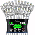 Maximm Cat 6 Ethernet Cable 5 ft (20-Pack) - High-Speed LAN Cable, Internet Cable, Patch Cable, and Network Cable - UTP, 10Gbps, 550MHz Ethernet Cord - Gray