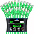 Maximm Cat 6 Ethernet Cable 3 ft (20-Pack) - High-Speed LAN Cable, Internet Cable, Patch Cable, and Network Cable - UTP, 10Gbps, 550MHz Ethernet Cord - Green