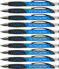 SyPen Promotional Pens With your Custom Logo or Text-300 Pack Bulk-for Businesses, Parties, and Events, Custom Printed Metallic/Colored Click Action Ballpoint Pens, Rubber Grip, Black Ink, Light Blue