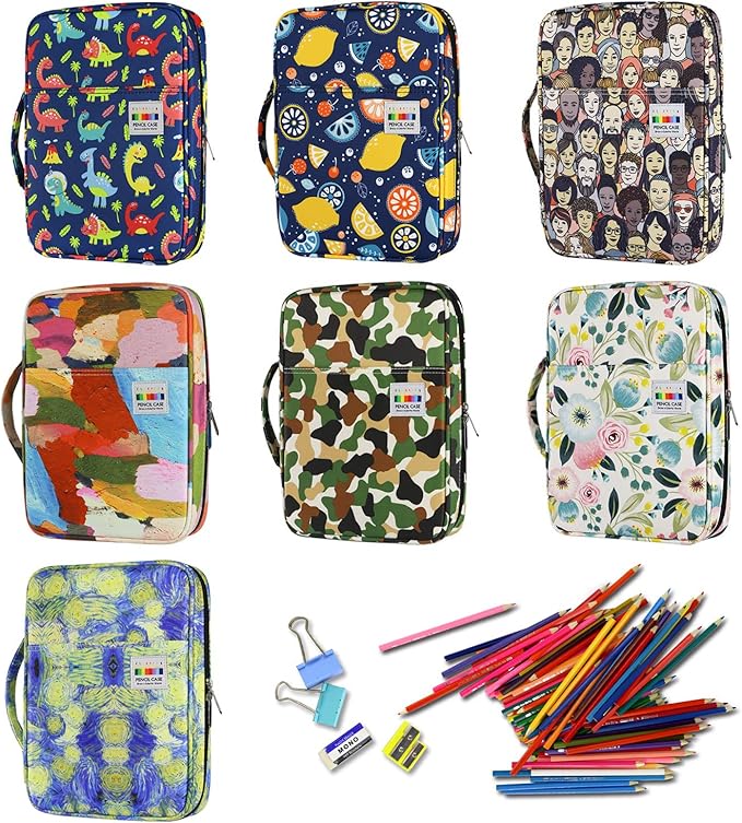 YOUSHARES Colored Pencils Case for 220 PCS Prismacolor Colored Pencils, Large Capacity Pen Case Organizer for Crayola Colored Pencil & Gel Pen (Watercolor Flowers)
