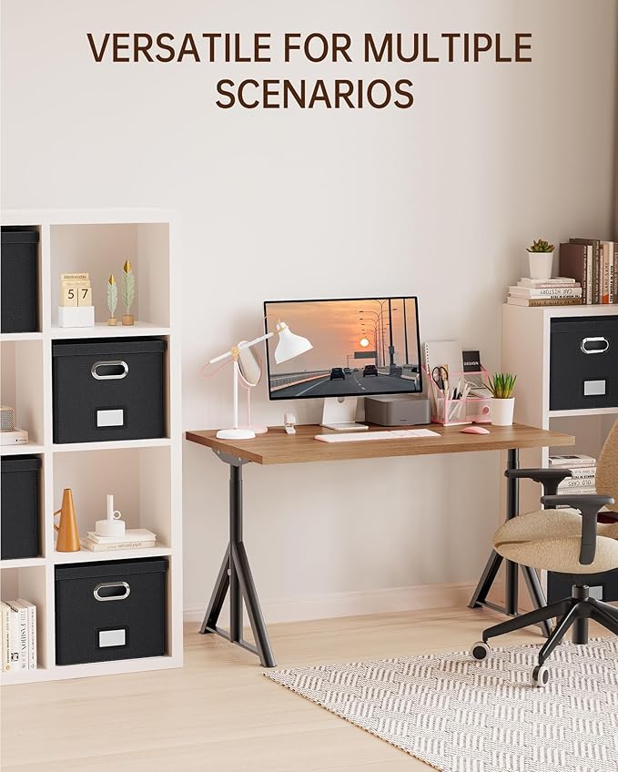 4 Pack File Storage Organizer, Document Organizer, Portable File Box with Lid, Fit for Letter/Legal File Folder Storage,Black-Box only