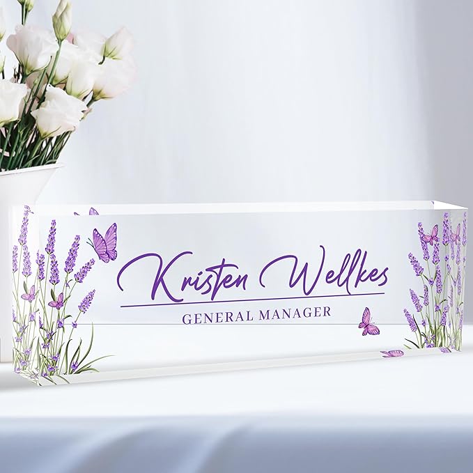 Custom Desk Name Plate Personalized, Acrylic Name Plates for Desk, Office Decor Personalized Gifts for Teacher Coworkers Boss Nurse Peppermint
