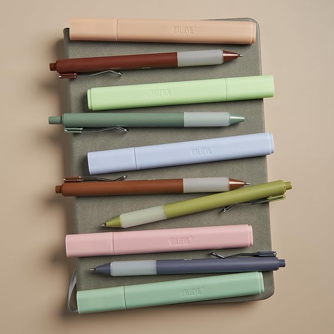 BLIEVE - Aesthetic Highlighters and Gel Pens With Soft Ink and Chisel Tip, Bible Highlighters and Pens No Bleed, Dry Fast Easy to Hold, for Bible Journaling Planner Supplies (EARTHY)