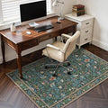 Anidaroel 48"x60" Office Chair Mat for Hardwood Floor, Anti-Slip Floor Mat for Office Chair, Vintage Floral Bird Desk Floor Mat, Low Plie Office Rugs for Rolling Chairs, Navy Blue