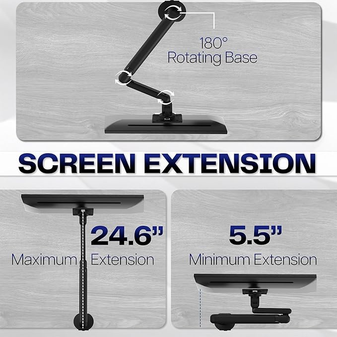 VIVO Flexible Mechanical Arm Single Ultrawide Monitor Desk Mount for Up to 35 inch Screens, Heavy Duty Clamp, Holds Ultra Wides Up to 24.2 lbs, Black, STAND-V10PH