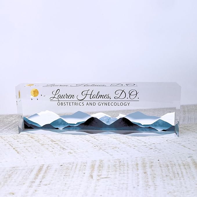 Personalized Acrylic Desk Plaque, Customizable Acrylic Name Plate Block, Executive Desk Name Sign, Social Worker Name Sign