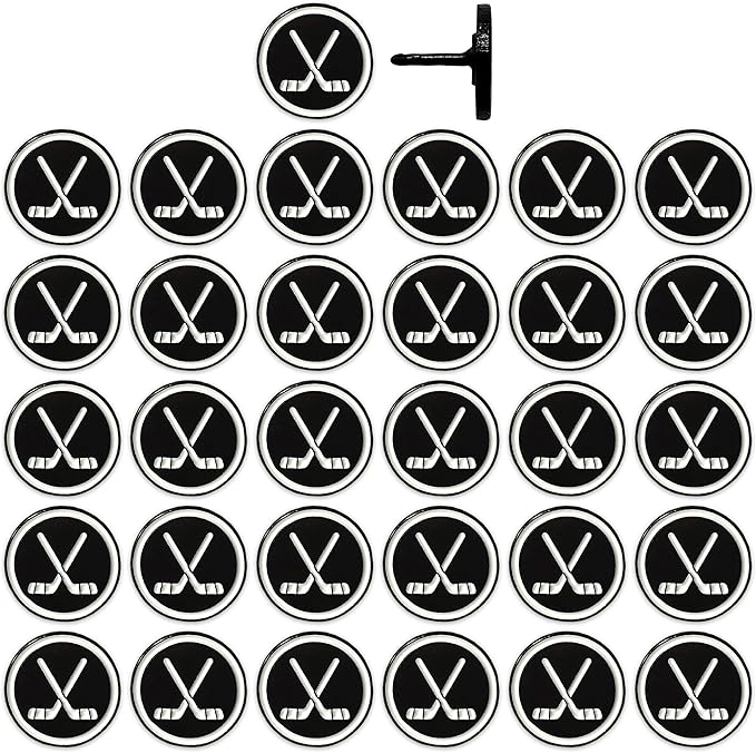 Hockey Puck Push Push Pins, for Cork Board, Maps, or Lapel Pin Use, Designed in The USA, Hockey Pins, Set of 32