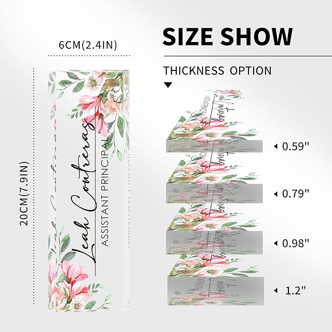 Personalized Custom Name Plate, Office Desk Decor for Women and Men, Employee Appreciation Gifts for Boss, Manager, Teacher, Nurse (Tender Flower)