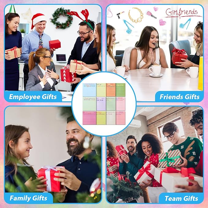 Yinder 24 Pcs Employee Appreciation Sticky Notes New Year Gift Bulk Motivation Sticky Note Pads Inspirational Gift for Teacher Nurse Staff Coworker Office Supply 3 x 3'' (Appreciation,Bright)