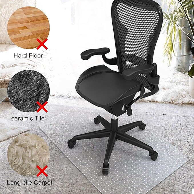 Azadx Office Chair Mat for Carpet Desk Chair Mat for Carpeted Floors Large Floor Mat for Office Chair on Low, Standard and No Pile Carpeted Floors Durable Carpet Protector Mat (36x 55'' Rectangle)