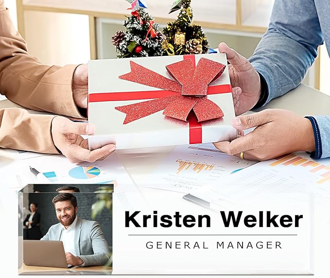 Custom Name Plate for Desk, Personalized Desk Name Plate with Photo, Office Desk Decor for Women Men, Acrylic Desk Accessories, Office Gifts for Boss Manager Teacher, Employee Appreciation Gifts