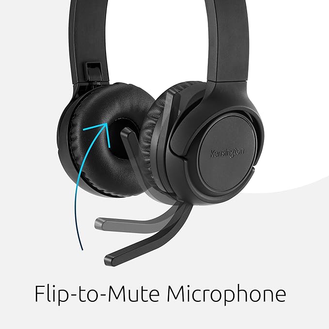 Kensington H1050 EQ Wireless Headset with Microphone, Bluetooth 5.4, ENC Microphone, Earcup Controls, Black (K80182WW)