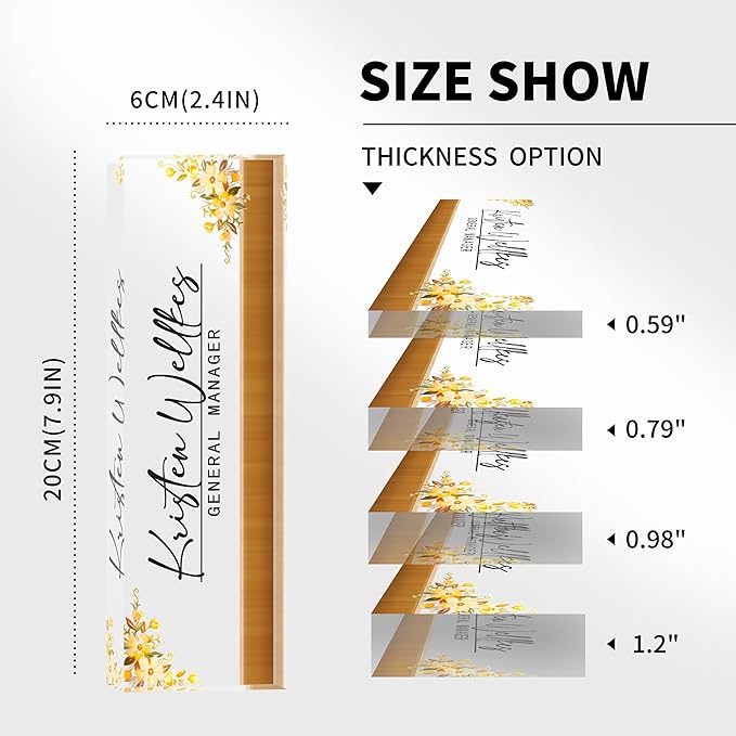 Custom Desk Name Plate Personalized, Acrylic Name Plates for Desk, Office Decor Personalized Gifts for Teacher Coworkers Boss Nurse (Golden Autumn)