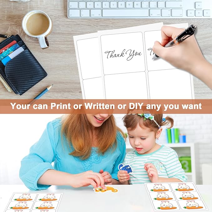 3 1/3" x 4" (200 Sheets) Address Labels Sticker Paper for Laser/Ink Jet Printer, Printable and Writable White Sticker Label- Matte, 6 per Page Label (Total 1200 Labels)