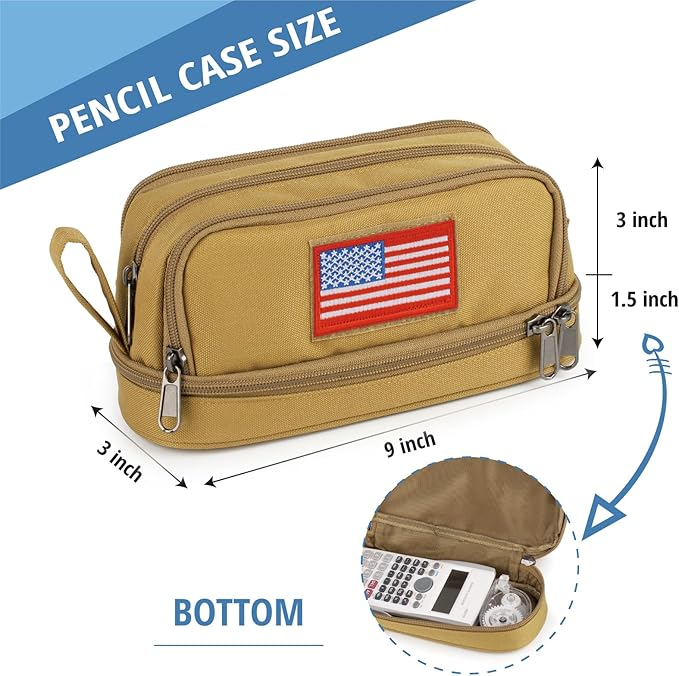 ATRIPACK Tactical 4 Compartments Pencil Case for Boys,Big Canvas Pen Pouch Bag, Large Capacity Pen Box, Tool Bag for Middle School College Office Organizer for Kids Men Women Adult Teens