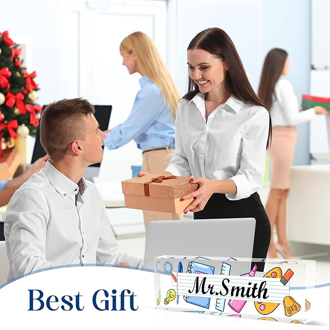 Custom Desk Name Plate Personalized, Acrylic Name Plates for Desk, Office Decor Personalized Gifts for Teacher Coworkers Boss Nurse Learning Tools