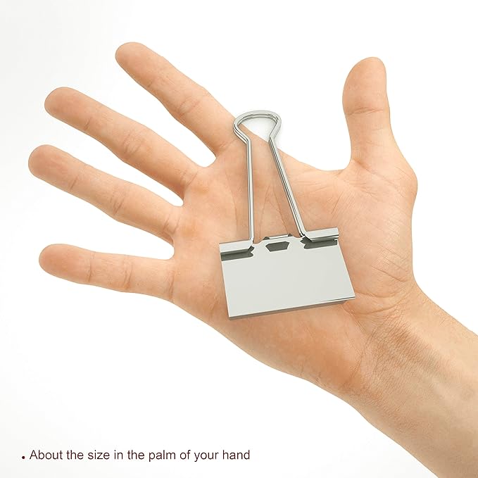 [15-PCS] Silver Large Binder Clips, Jumbo Metal Clamp 2" / 50 mm (Silver, 15-PCS)