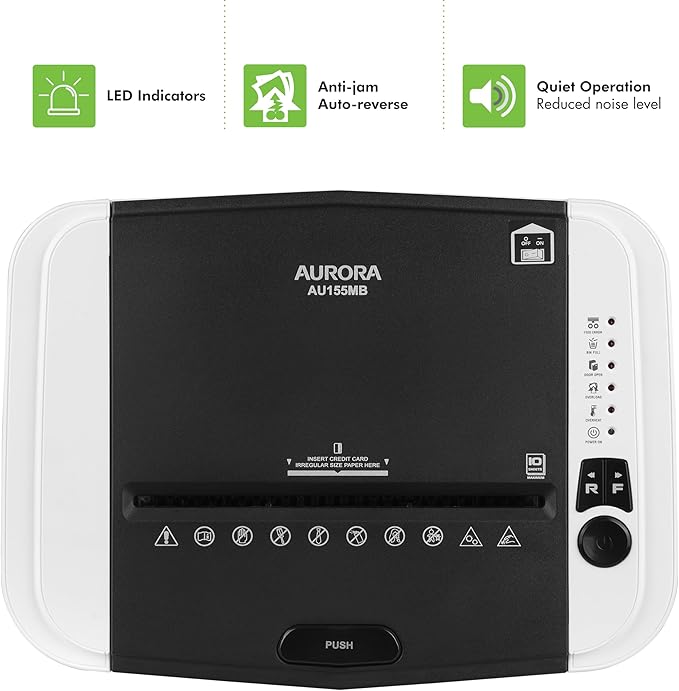 Aurora High Security 150-Sheet Auto Feed Micro-Cut Paper and Credit Card Shredder with 6.3 Gallon Pullout Basket / 60 Minutes/Security Level P-4